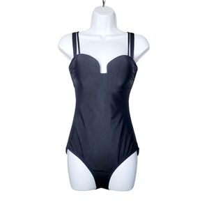 Athleta Black Aqualuxe Square Plunge Swimsuit Size XS